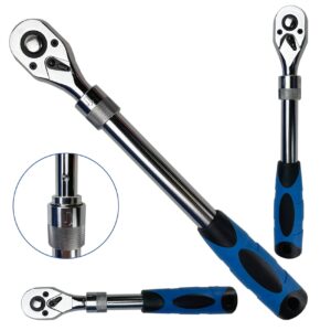 TR TOOLROCK 3 Piece Extendable Ratchet Set, 1/4”, 3/8”, 1/2” Drive, 72-Tooth Ratchet Wrench, Quick-release Reversible Drive Socket Wrench, Heavy Duty CR-V Ratchet Set