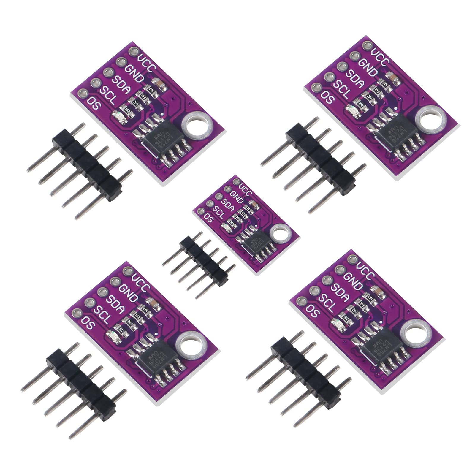 QCCAN 5PCS LM75 LM75A Temperature Sensor High Speed I2C IIC Interface High Precision Development Board Module