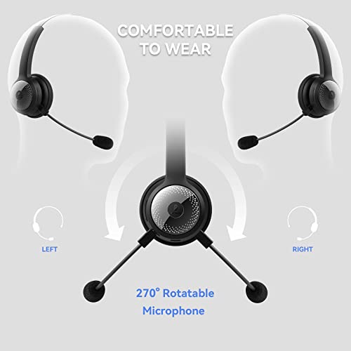 BRAMMAR Wireless Headset for Computer, Bluetooth Headset with Noise Cancelling Microphone for PC, 35H Lightweight USB Headset with Mute Button, Suitable for Remote Working/Call Center/Online Class