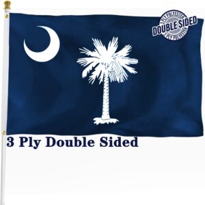 xifan double sided south carolina state flag 3x5 ft, heavy duty 3 ply durable polyester, sc flag with vibrant print/4 rows hemming/brass grommets for indoor outdoor decor