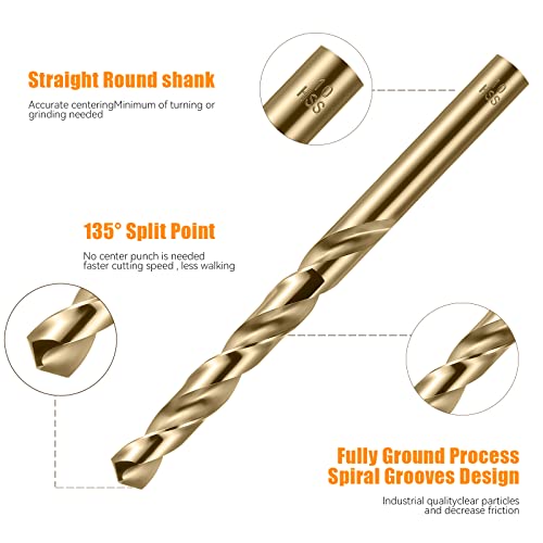 Cobalt Drill Bit Set, M35 Twist HSS Drill Bits Straight Shank, 2mm High Speed Steel Drill Bits for Drilling in Hard Metal, Stainless Steel, Cast Iron (7mm)