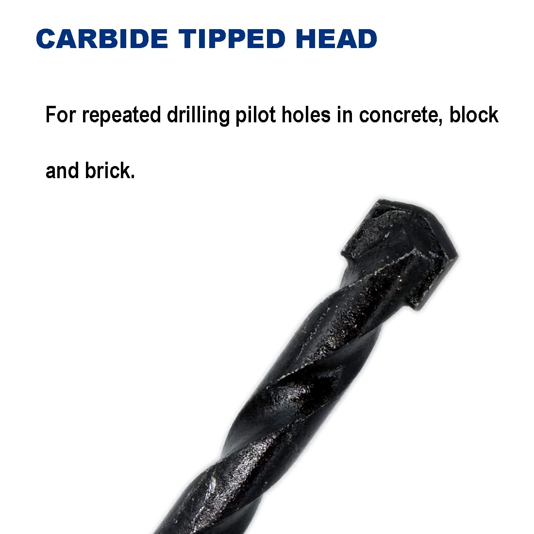 5/32-Inch Carbide-Tipped Masonry Drill Bit for Concrete, Block, Brick, Pack of 6