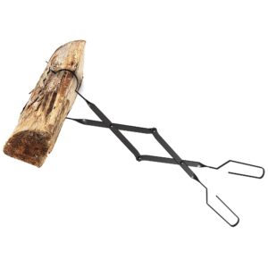 Kingson Arc Design Fireplace Tools, 26'' Firewood Tongs Log Grabber With Handcrafted Wrought Iron For Indoor Fireplace/Outdoor Fire Pit Campfire-Black