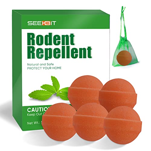 SEEKBIT 5 Pack Rodent Repellent Peppermint Oil to Repels Mice and Rats Spider and Other Rodents, Rat Repellent for Home Garages RV Closets Trucks Car Engines, Mouse Deterrent for Keep Mice Out