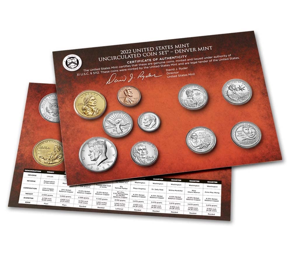 2022 P, D U.S. Mint Uncirculated 20 Coin Mint Set Uncirculated