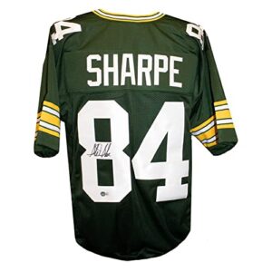 sterling sharpe autographed green bay custom green jersey - bas