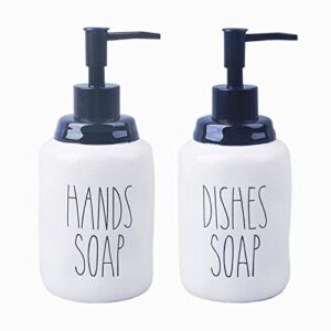 16 oz ceramics soap dispenser for kitchen and bathroom, perfect for kitchen white sink dispenser, hands and dishes soap dispenser ideal for essential oil & lotion