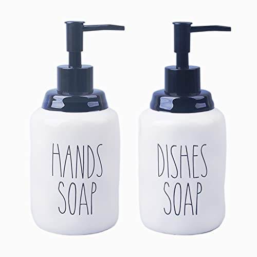 16 Oz Ceramics Soap Dispenser for Kitchen and Bathroom, Perfect for Kitchen White Sink Dispenser, Hands and Dishes Soap Dispenser Ideal for Essential Oil & Lotion