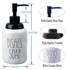 16 Oz Ceramics Soap Dispenser for Kitchen and Bathroom, Perfect for Kitchen White Sink Dispenser, Hands and Dishes Soap Dispenser Ideal for Essential Oil & Lotion