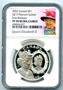 2022 ca canada silver dollar qeii platinum jubilee dual portrait first releases $1 ngc pf 70 ucam