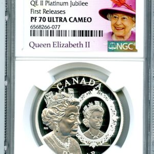 2022 CA Canada Silver Dollar QEII PLATINUM JUBILEE DUAL PORTRAIT FIRST RELEASES $1 NGC PF 70 UCAM