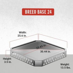 Breeo Base X24 (25.6 Inch) | Fire Pit Deck Protector | Stainless Steel | USA Made