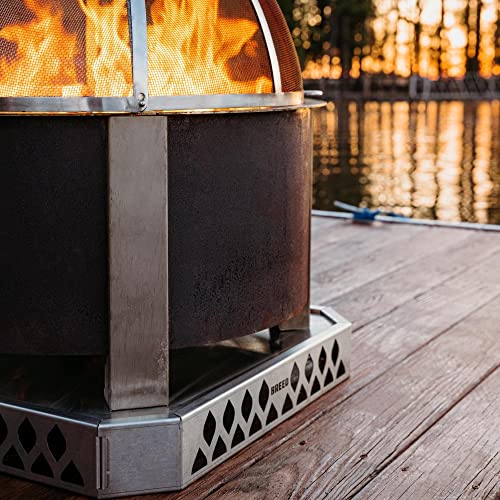 Breeo Base X24 (25.6 Inch) | Fire Pit Deck Protector | Stainless Steel | USA Made