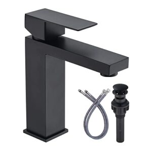black bathroom faucet arcora matte black faucet for bathroom sink modern single hole bathroom faucet with cupc supply lines and pop up drain