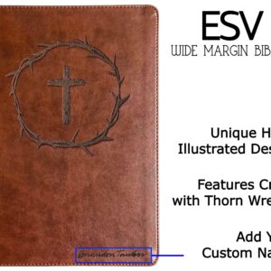 Hand Lettered and Laser Engraved ESV Wide Margin Bible, Personalized Gift, Custom Name Engraving Available