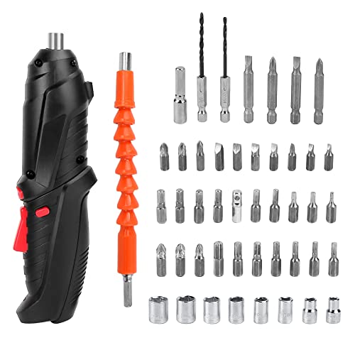 AZFUNN Electric Screwdriver Kit with Pivoting Handle, Rechargeable 4.2V Cordless Drill Set Power Tools with 46 Pieces Screwdriver Bits, 3.5Nm Screw Gun, LED Light, Flexible Shaft