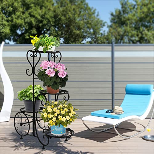 steauty Metal Plant Stand Indoor Outdoor - 4 Tier Multiple Plant Shelf Wrought Iron Planter Rack Garden, Flower Pot Holder Display Vertical Shelves Shelf, for Garden Patio Lawn Balcony Window