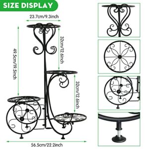 steauty Metal Plant Stand Indoor Outdoor - 4 Tier Multiple Plant Shelf Wrought Iron Planter Rack Garden, Flower Pot Holder Display Vertical Shelves Shelf, for Garden Patio Lawn Balcony Window