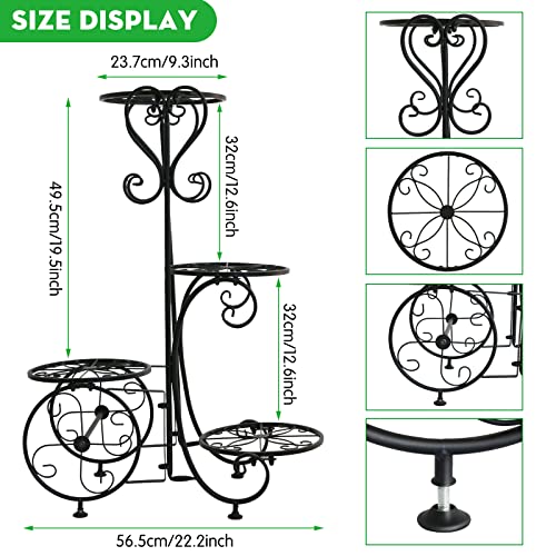 steauty Metal Plant Stand Indoor Outdoor - 4 Tier Multiple Plant Shelf Wrought Iron Planter Rack Garden, Flower Pot Holder Display Vertical Shelves Shelf, for Garden Patio Lawn Balcony Window