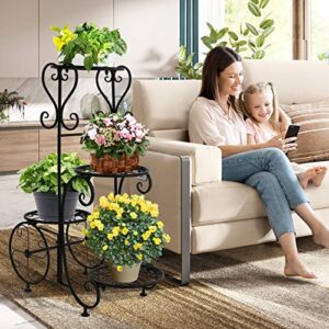 steauty Metal Plant Stand Indoor Outdoor - 4 Tier Multiple Plant Shelf Wrought Iron Planter Rack Garden, Flower Pot Holder Display Vertical Shelves Shelf, for Garden Patio Lawn Balcony Window