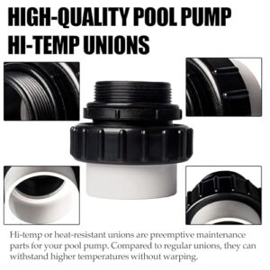 (2-Pack) 2" MIP x 2" PVC Hi-Temp Unions, Compatible with Pentair Whisperflo & Intelliflo Pool Pumps - Hand-Tightened Pool Pump High Temp Unions - Replacement for Schedule 40 Male Adapters