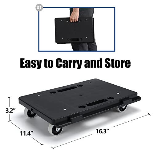 WEPUMP Furniture Moving Dolly Furniture Movers Dollys with Wheels, Portable Moving Rollers Leg Dollies for Heavy Furniture, 4 Wheels Small Flat Dolly, 440 Lbs Capacity, 2 Pack, Black