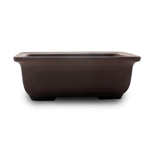 Yokkaichi Banko Yaki Bonsai Pot Ceramic Rectangle Window Shaped Decorations Noglazed (6.5")