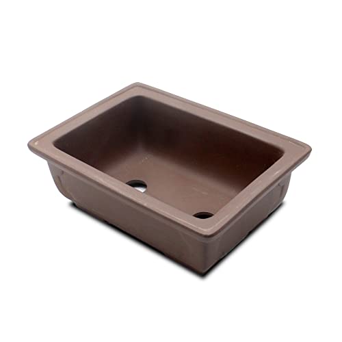 Yokkaichi Banko Yaki Bonsai Pot Ceramic Rectangle Window Shaped Decorations Noglazed (6.5")