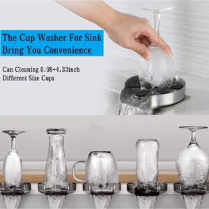 Glass Rinser for Kitchen Sink, High-Pressure Bottle Washer Stainless Steel Glass Rinser for Kitchen Sink Glass Cup Cleaner Sink Attachment Washer Baby Bottle, Glass Cup, Wine Glass