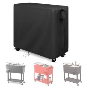 kingling cooler cart cover fits 65-80 quqrt cooler cart, waterproof patio party rolling ice chest with wheels outdoor cooler cart cover black - 32''l x18''w x32''h