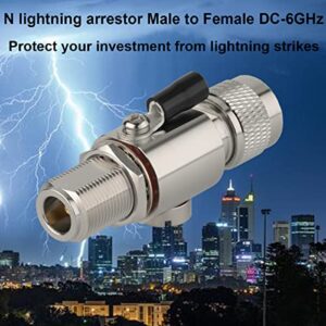 Whisary N Type Lightning Arrestor DC-6 GHz N Male to Female Coaxial Lightning Surge Protector Protects 3G, 4G, 5G,LTE,GPS, 2.4GHz Wi-Fi, 900MHz