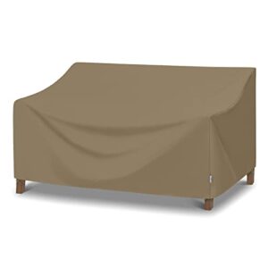sunpatio outdoor sofa cover 60 inch, heavy duty waterproof patio loveseat cover 2-seater, all weather protection outdoor couch cover for patio furniture, 60" l x 36" w x 30" h, taupe
