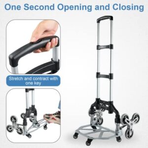 Folding Hand Truck Dolly Cart, Stair Climbing Cart, Trolley Cart with Wheels and Detachable Waterproof Bag, 176lbs Capacity Luggage Cart for Shopping, Moving, Travel, Black (MS2204)