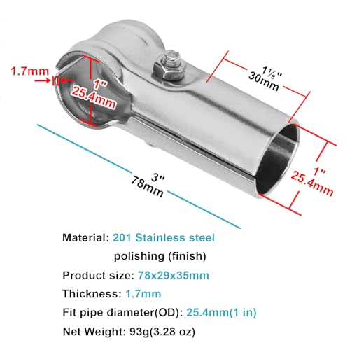 eoere 10 Sets 1" x 1" O.D. T Pipe Clamp Connector Chain Link Fence Clamp, Stainless Steel Tee Chain Link Fence End Rails Clamps, Thickness 1.7mm, Fits Pipe O.D.: 1"(25.4 mm)