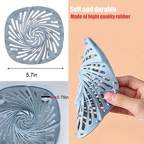 Shower Drain Hair Catcher, 2 Pack Silicone Hair Strainer for Bathtub, Bathroom Hair Stopper Drain Cover, Suitable for Bathroom, Laundry, Bathtub, Kitchen(White &Blue )