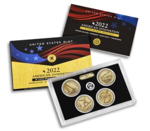 2022 s american innovation reverse proof 22gc 4 coin set $1 us mint proof