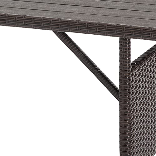 U-MAX Wicker Outdoor Dining Table, 54” Metal Frame Table for Patio Furniture or Indoor (Brown)