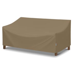 sunpatio outdoor couch cover 80 inch, heavy duty waterproof 3-seater patio sofa cover with seam taped, fade & wind & rip resistant patio bench cover for outdoor furniture, 80" l x 36" w x 30" h, taupe