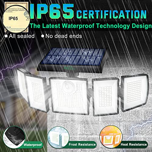 MDCMDCM Solar Outdoor Lights Motion Sensor Waterproof - 416 LEDs 3000 Lumens Super Bright Solar Flood Security Light for Porch Yard Patio Garage, 3 Brightness 3 Modes Wall Lamp (2 Pack)