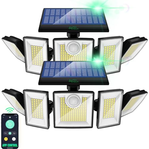 MDCMDCM Solar Outdoor Lights Motion Sensor Waterproof - 416 LEDs 3000 Lumens Super Bright Solar Flood Security Light for Porch Yard Patio Garage, 3 Brightness 3 Modes Wall Lamp (2 Pack)