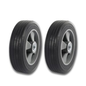 (2- pack) run-flat solid rubber replacement tire 8" x 2'' with a 5/8" axle for hand trucks, wheelbarrows, dollies, trolleys and more – run flat with 500 lbs max loads