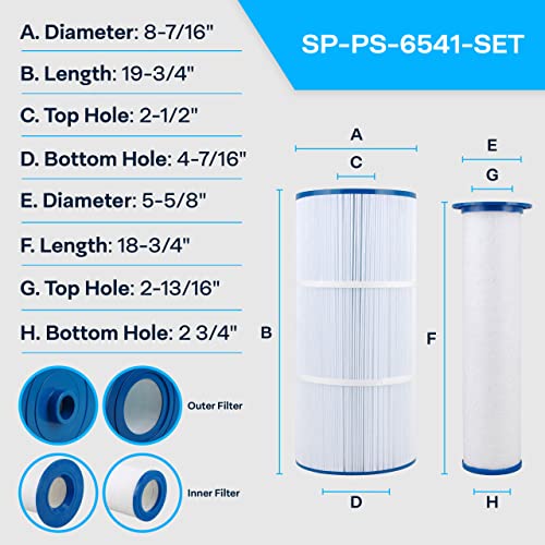 SpiroPure Replacement for Sundance 880 Filter 6541-397 (6473-164 & 6473-165) 6540-507 Filbur FC-2772 (FC-2769 & FC-2771 Kit) Hot Tub Spa Pool Replacement Cartridge