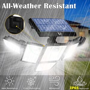 VENSSTNOR Solar Motion Sensor Flood Lights Outdoor - 496LEDs 3500LM 3 Lighting Modes 3 Levels Brightness, 6 Heads 360° Illumination, IP65 Solar Security Lights,for Porch Yard Patio Garage(2 Packs)