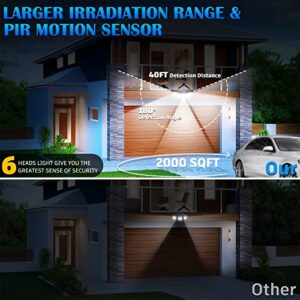 VENSSTNOR Solar Motion Sensor Flood Lights Outdoor - 496LEDs 3500LM 3 Lighting Modes 3 Levels Brightness, 6 Heads 360° Illumination, IP65 Solar Security Lights,for Porch Yard Patio Garage(2 Packs)