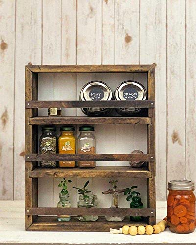 Mansfield Cabinet No. 104 - Solid Wood Spice Rack Cabinet Aged Barrel/Farmhouse Red