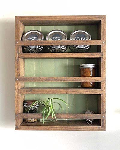 Mansfield Cabinet No. 104 - Solid Wood Spice Rack Cabinet Aged Barrel/Farmhouse Red