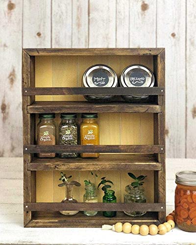 Mansfield Cabinet No. 104 - Solid Wood Spice Rack Cabinet Aged Barrel/Farmhouse Red