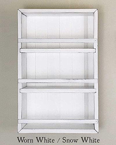 Mansfield Cabinet No. 102 - Solid Wood Spice Rack Cabinet White Wash/Mustard Yellow