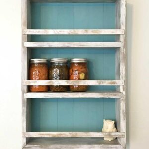 Mansfield Cabinet No. 102 - Solid Wood Spice Rack Cabinet White Wash/Khaki Green