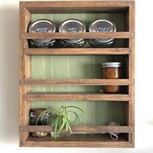 Mansfield Cabinet No. 104 - Solid Wood Spice Rack Cabinet Willow Grey/Farmhouse Red